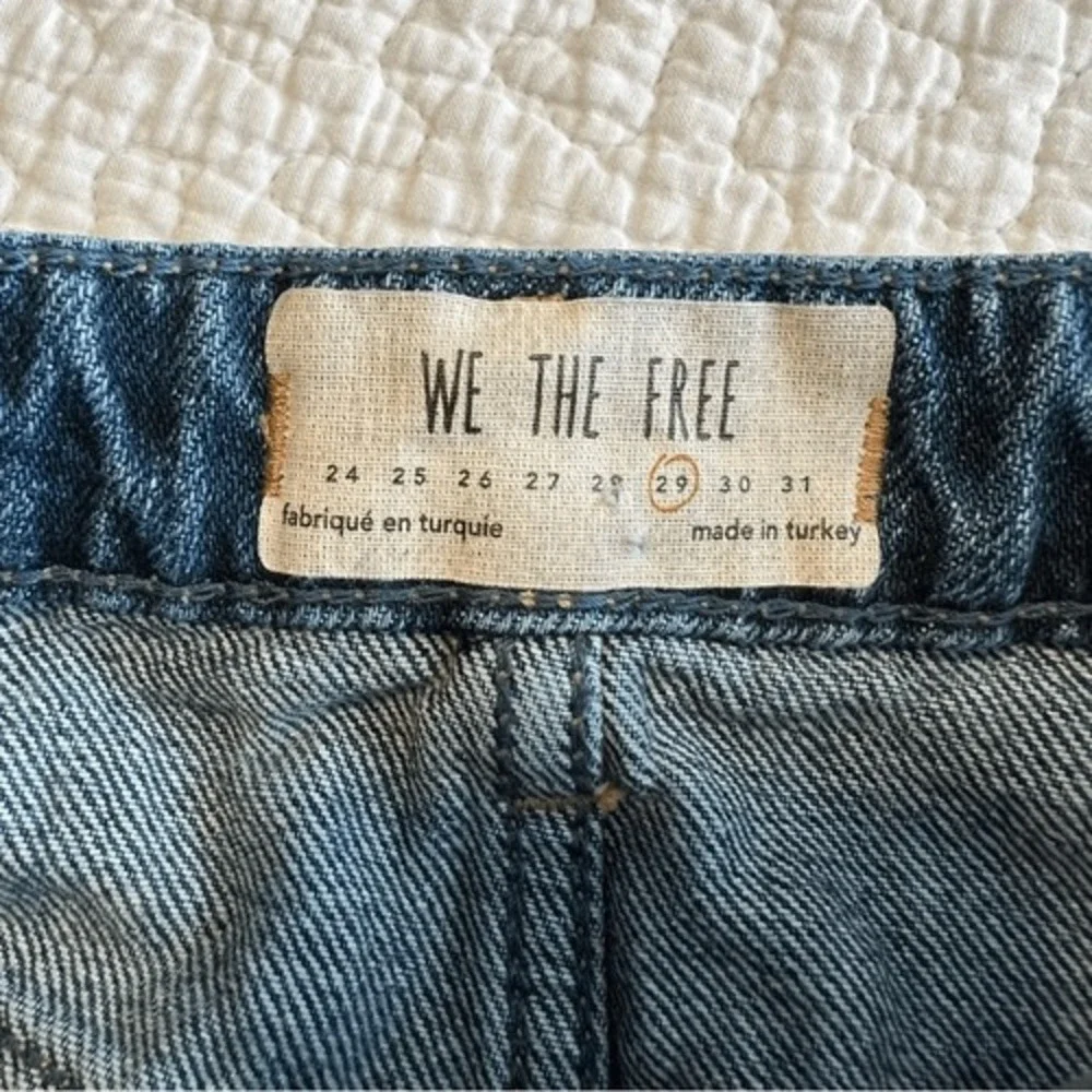 ✨ Free People We the Free Women's Denim Button Fly Mini Skirt Raw Hem 29